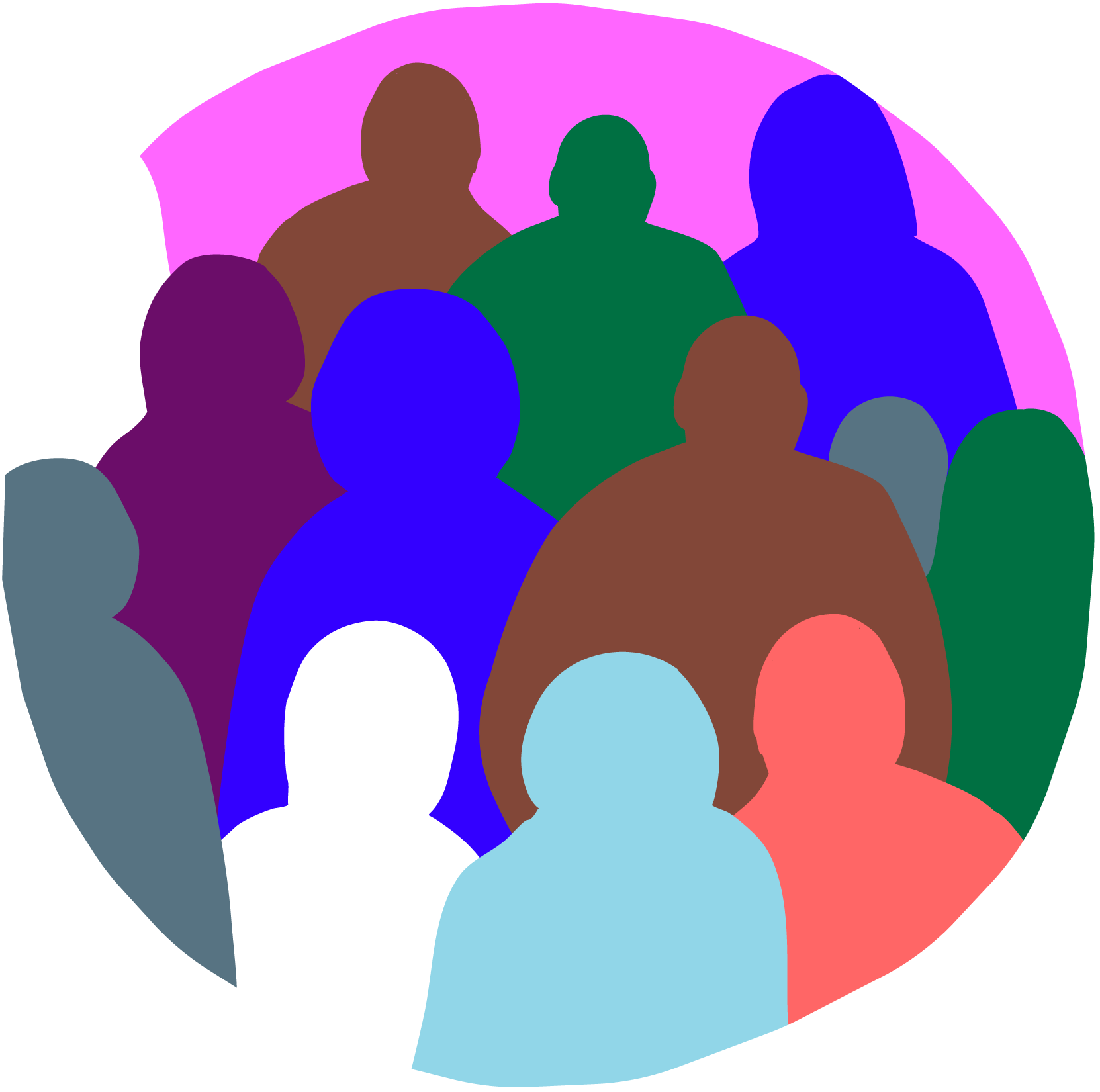 A colorful illustration of a diverse group of people standing together.