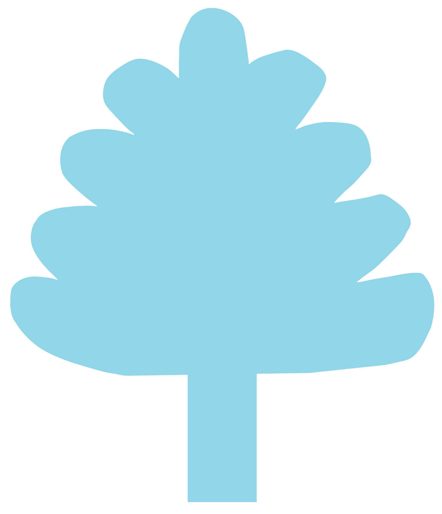 Light blue silhouette of a Christmas tree