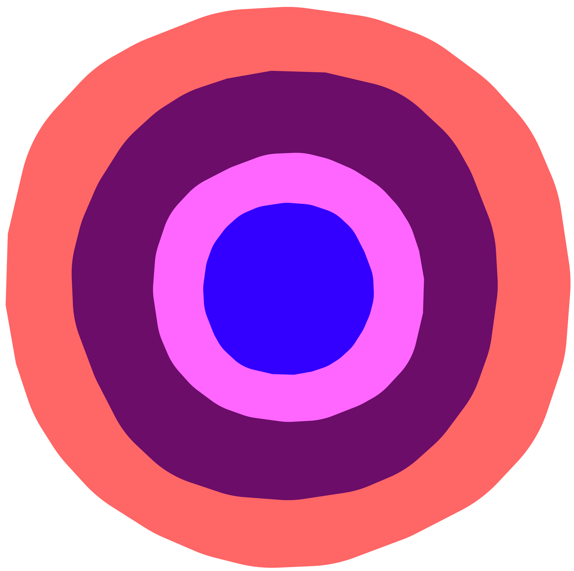 Abstract target with concentric circles in pink, purple, and blue colors.