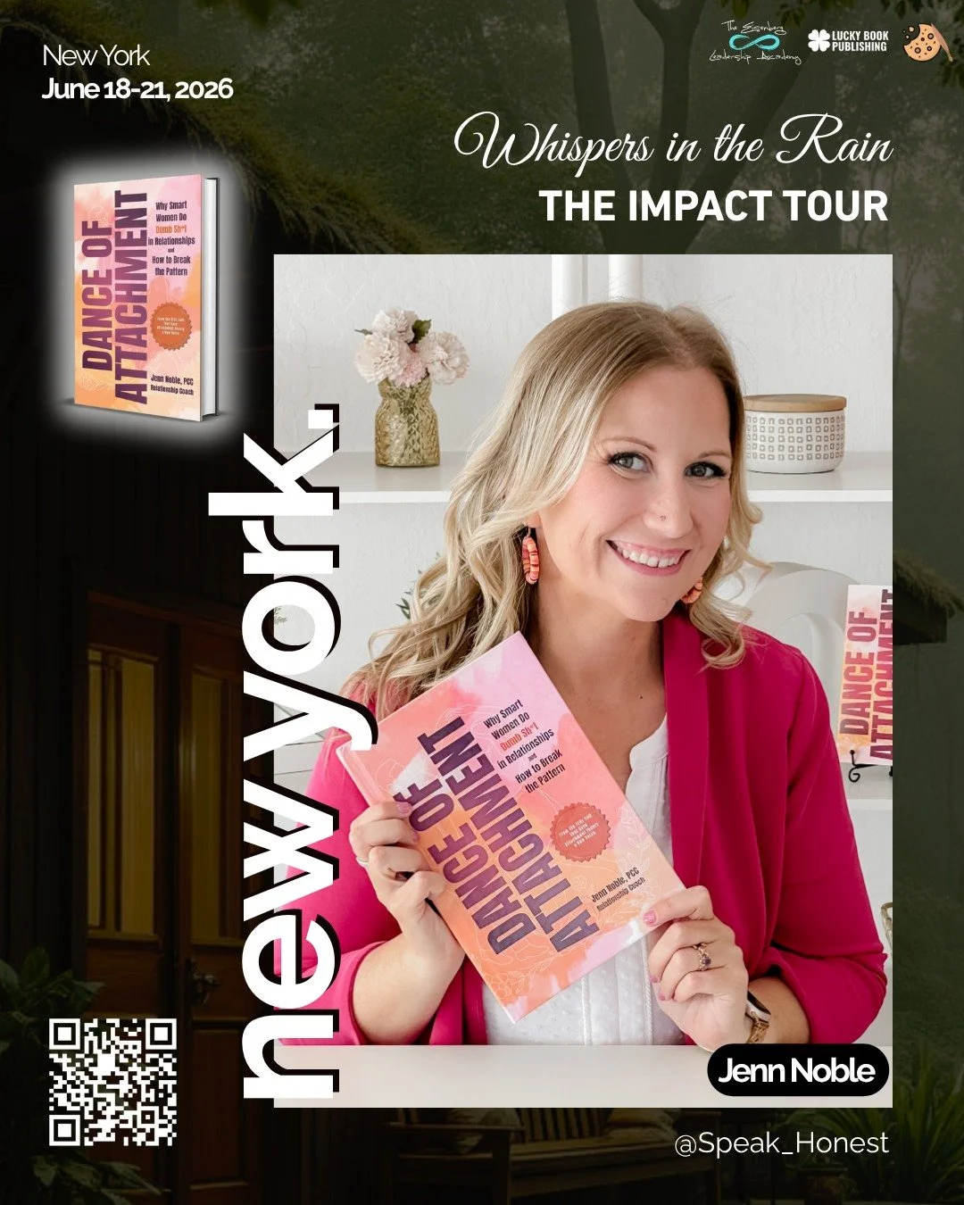 Meet Jenn Noble at Whispers in the Rain: The Impact Tour &ndash; New York City.

Author of Dance of Attachment, Jenn helps women understand relationship patterns, build healthier connections, and create lasting change through self-awareness and hones