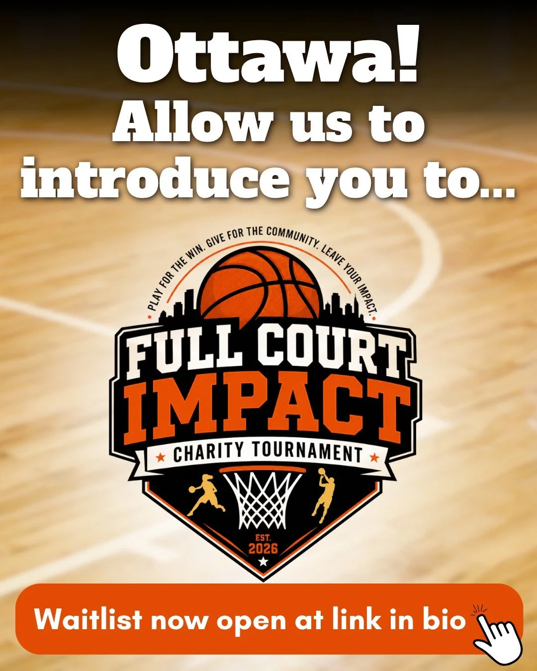 Ottawa, something new is hitting the court. 🏀

Introducing the Full Court Impact Charity Tournament, where competition meets community and every game has a bigger purpose.

For our inaugural tournament, 16 teams will hit the court to compete for the