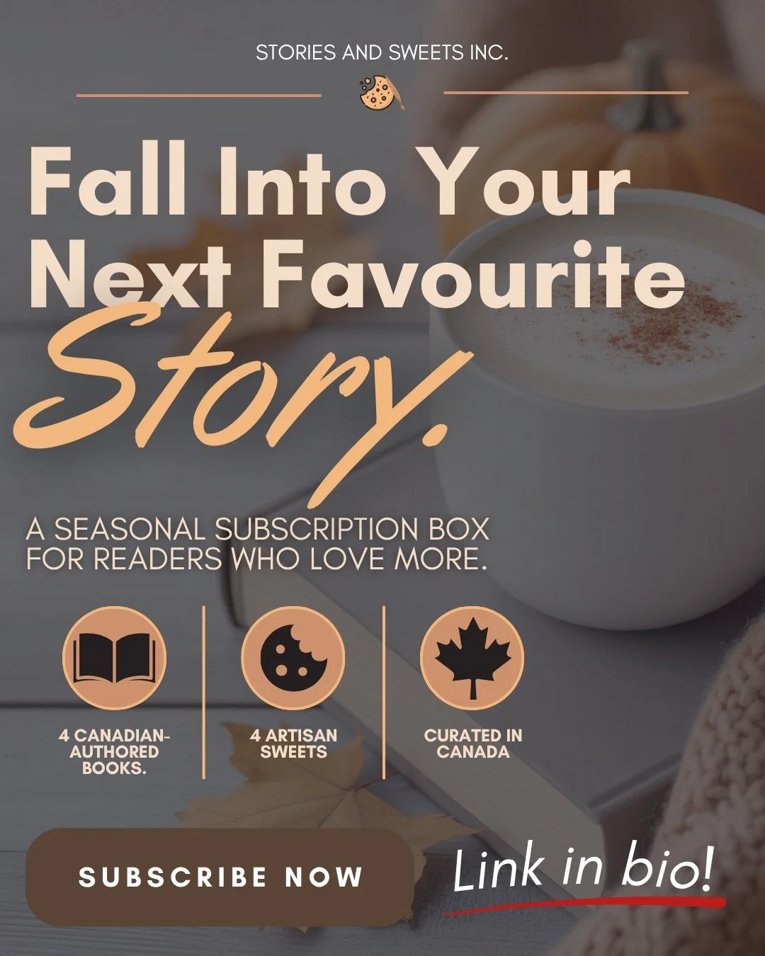 🍂📚 𝗙𝗮𝗹𝗹 𝗶𝗻𝘁𝗼 𝘆𝗼𝘂𝗿 𝗻𝗲𝘅𝘁 𝗳𝗮𝘃𝗼𝘂𝗿𝗶𝘁𝗲 𝘀𝘁𝗼𝗿𝘆!

There's something special about autumn. The cooler days, cozy evenings, and the perfect excuse to curl up with a good book and something sweet. 🍪☕

At Stories and Sweets, we're