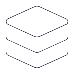 Illustration of three stacked layers or sheets with a diamond shape on top