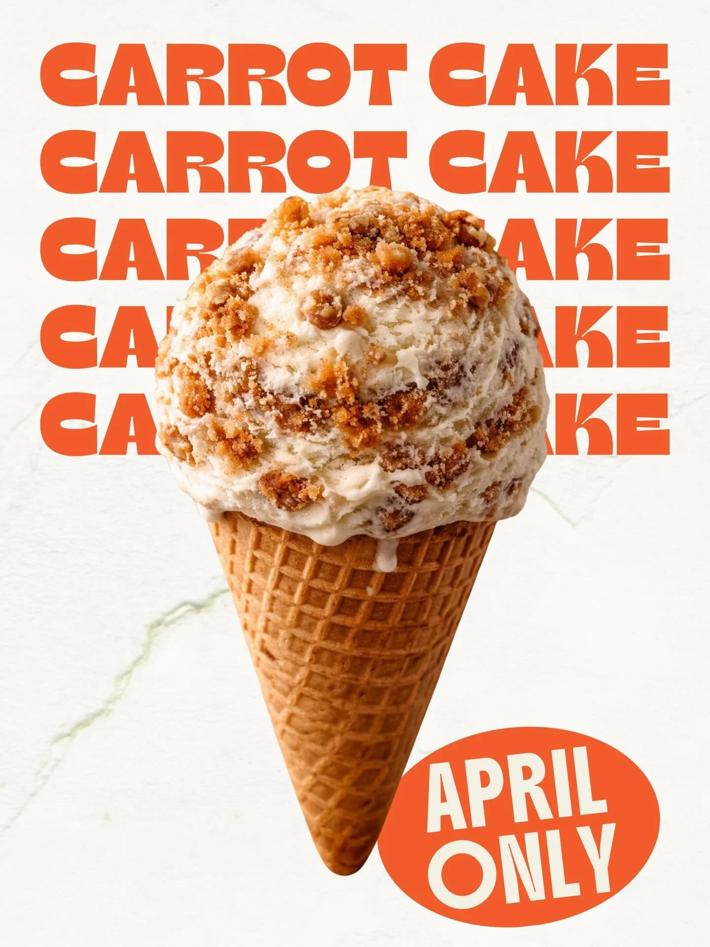 📣APRIL FLAVOR📣

Carrot Cake ice cream with crunchy walnuts and ribbons of cream cheese icing. Only here for April, so come get it while you can 🥕🍰🧡