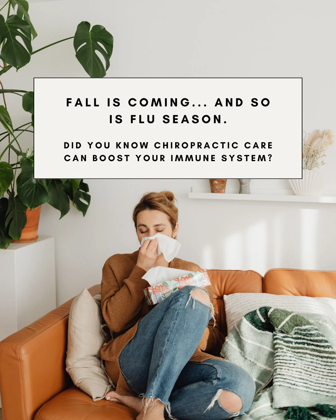 Fall brings cozy sweaters, football games, and pumpkin spice everything&hellip; but also an increase in colds and flu. 🫤
⁠
The good news? Chiropractic care doesn&rsquo;t just help with back pain &mdash; it can also help support your immune system! W
