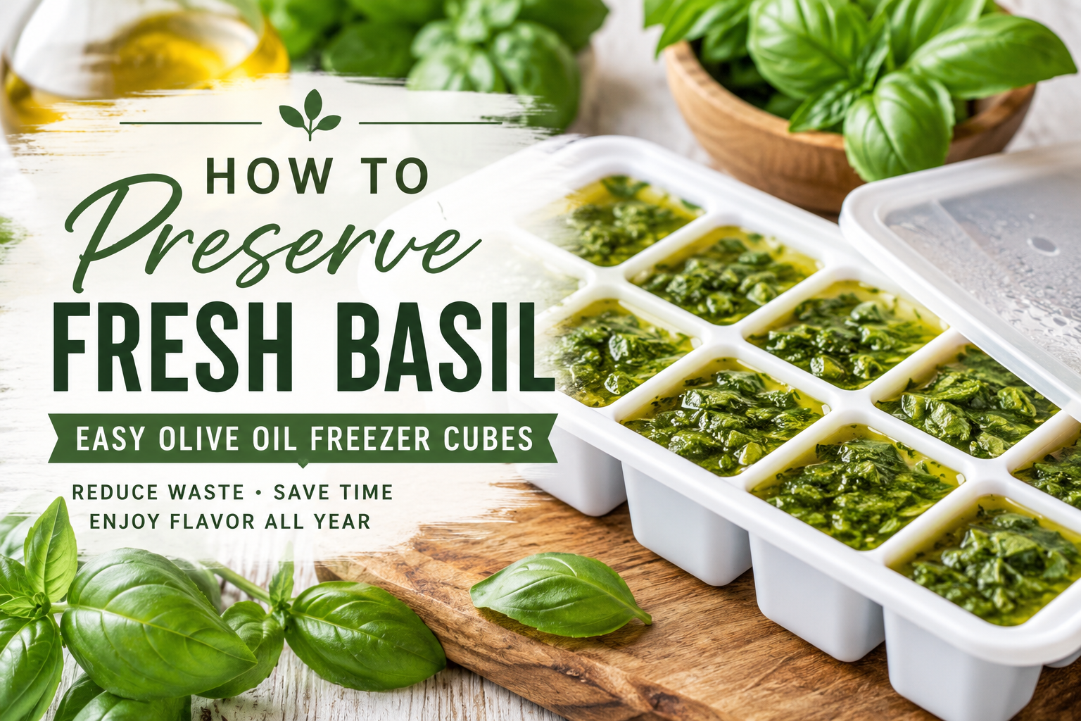 How to Preserve Fresh Basil: Easy Olive Oil Freezer Cubes