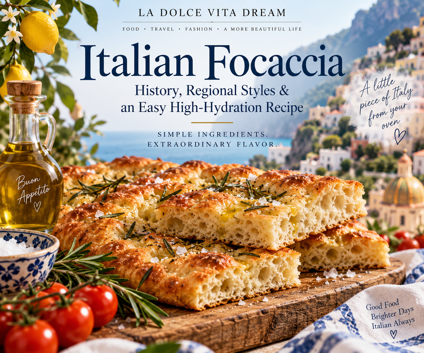 Italian Focaccia: History, Regional Styles &amp; an Easy High-Hydration Focaccia Recipe