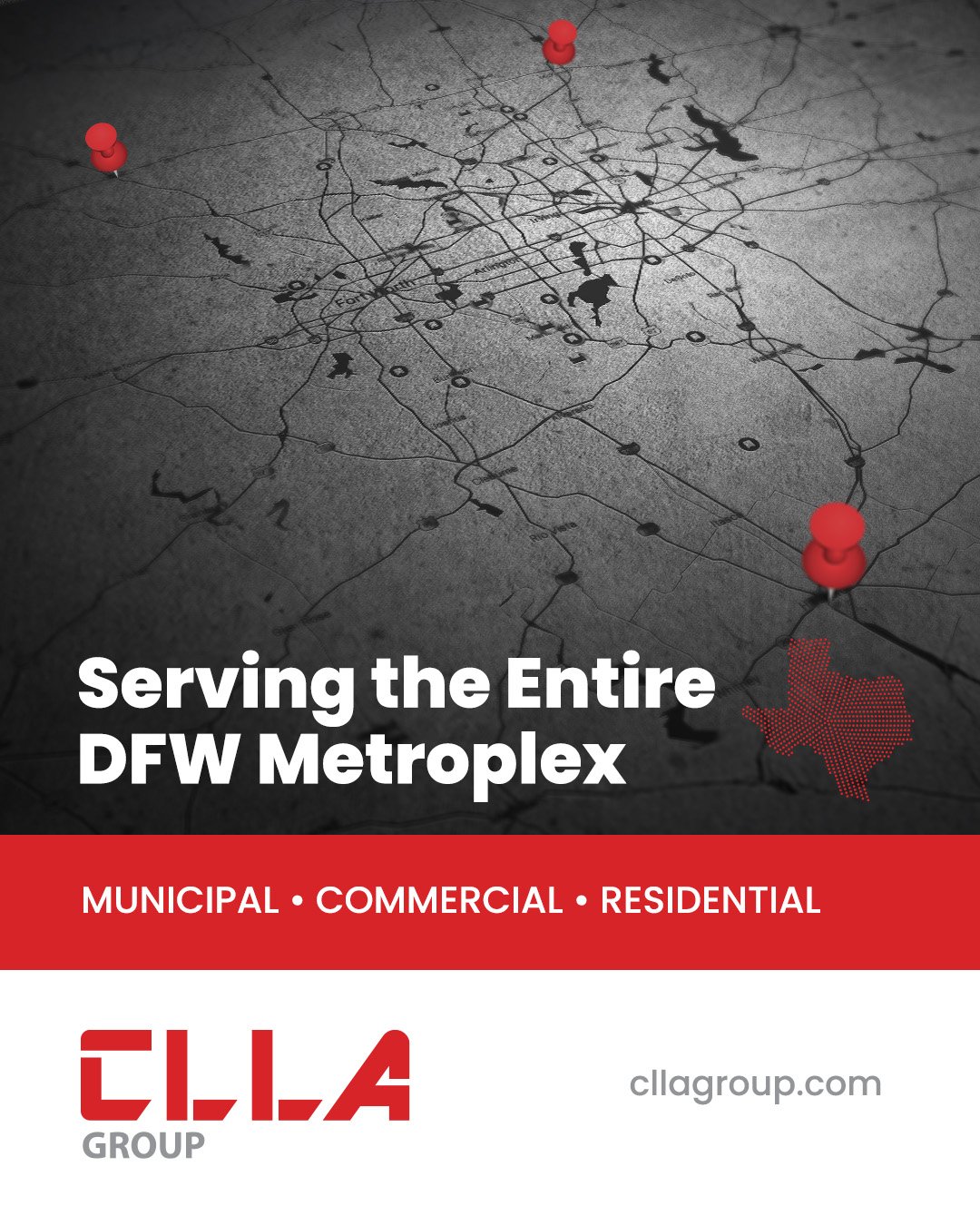 𝘿𝙞𝙙 𝙮𝙤𝙪 𝙠𝙣𝙤𝙬❓

CLLA Group serves 𝗺𝘂𝗻𝗶𝗰𝗶𝗽𝗮𝗹, 𝗿𝗲𝘀𝗶𝗱𝗲𝗻𝘁𝗶𝗮𝗹, 𝗮𝗻𝗱 𝗰𝗼𝗺𝗺𝗲𝗿𝗰𝗶𝗮𝗹 𝗰𝗹𝗶𝗲𝗻𝘁𝘀 𝗮𝗰𝗿𝗼𝘀𝘀 𝘁𝗵𝗲 𝗲𝗻𝘁𝗶𝗿𝗲 𝗗𝗙𝗪 𝗠𝗲𝘁𝗿𝗼𝗽𝗹𝗲𝘅&mdash;stretching from Decatur and McKinney up north all the w