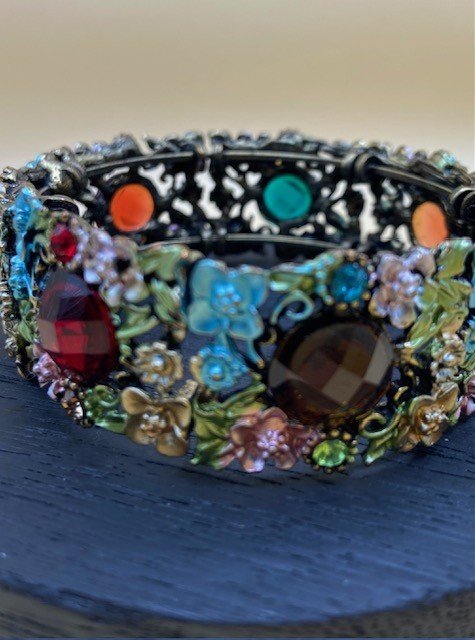 Antique Brass Flower Cuff Bracelet
