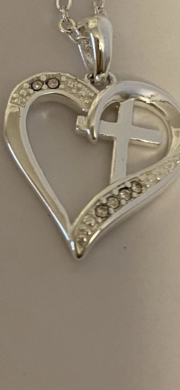 Crystal Fine Silver Plated Heart Necklace