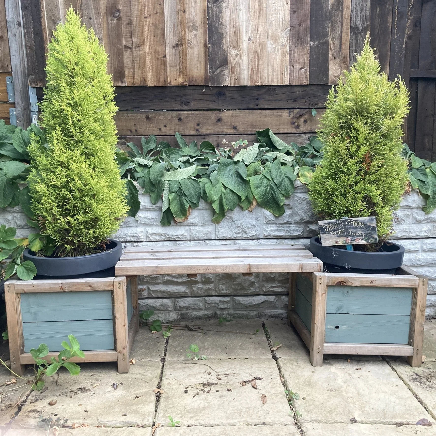Garden Bench with Planters