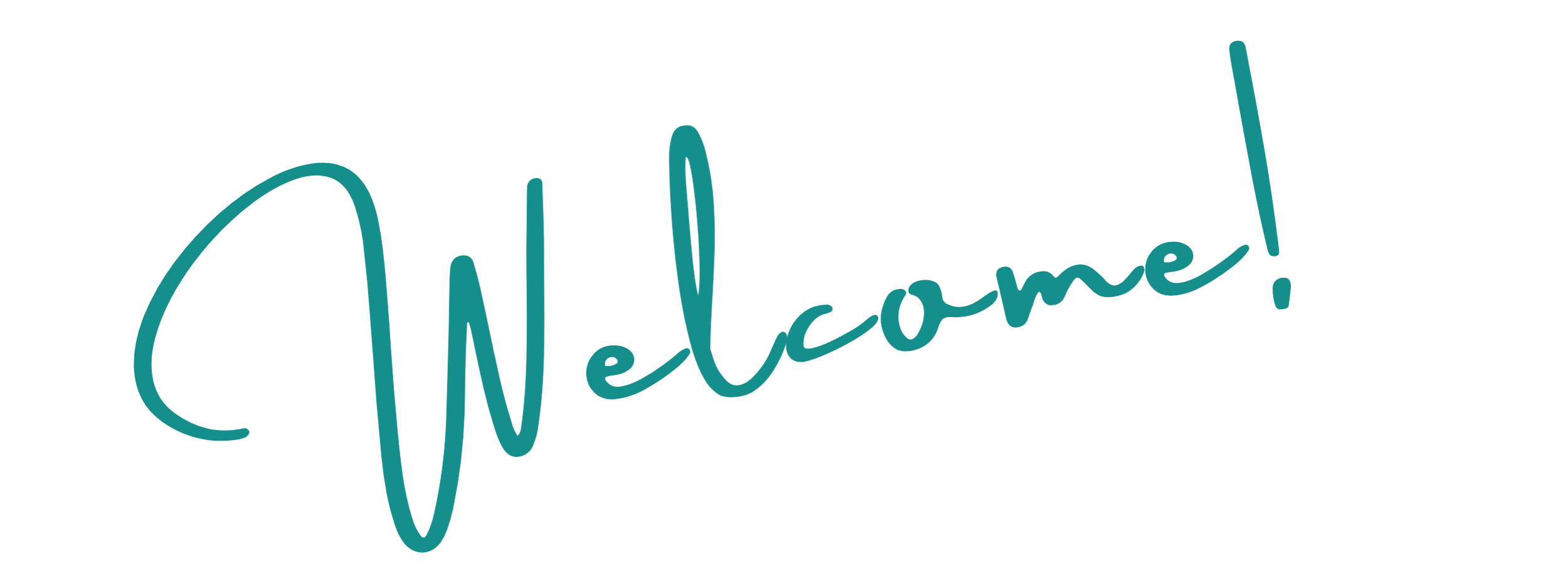 Teal cursive text reading 'Welcome!'