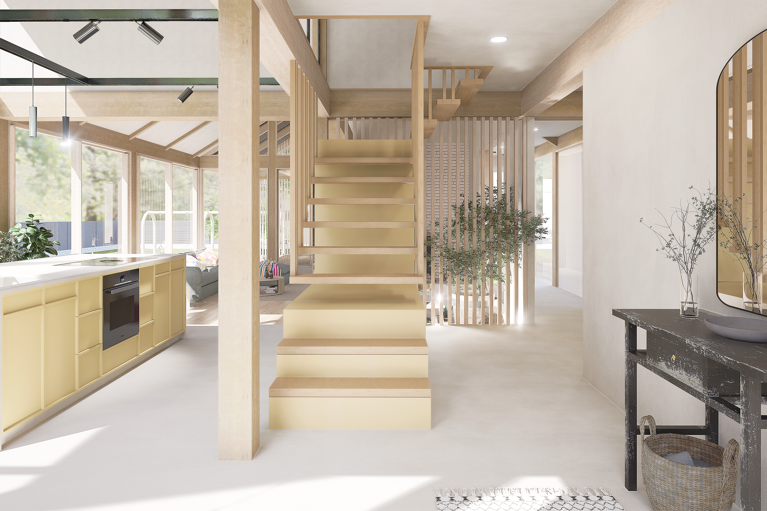 Construction nature - Intérieur japandi - Lumière naturelle - Fluidité