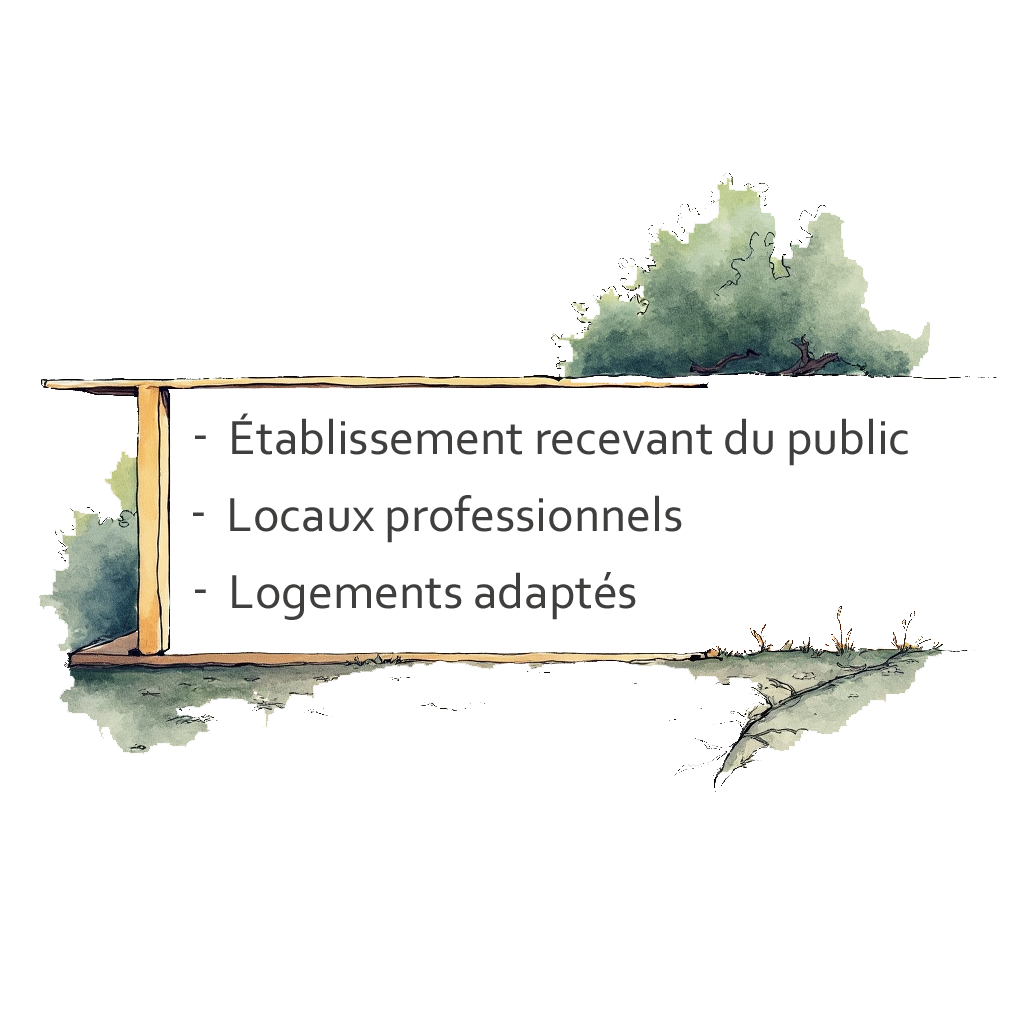 Un panneau d'affichage en bois avec un fond grisaille, situé à l'extérieur avec des arbres en arrière-plan et un sol cracké.