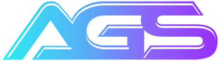 Stylized logo with the letters A, G, and S in gradient blue and purple colors.