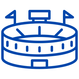 Line drawing of a roulette wheel with numbered sections and three small flags on top.