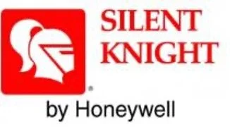 Logo of Silent Knight by Honeywell with a red shield and knight's helmet.