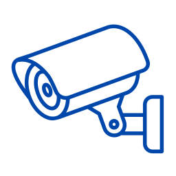 Line drawing of a security camera on a wall