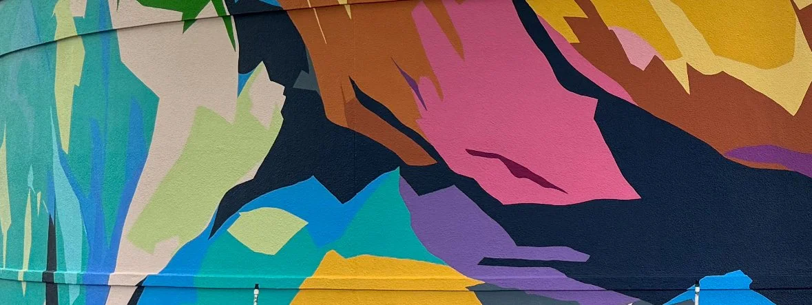 Detail of the Broward Health Medical Center mural, Fort Lauderdale. Designed by Lori Pratico and painted by mentees of the BFA Broward Mural Mentorship Program including Colin Breslin.