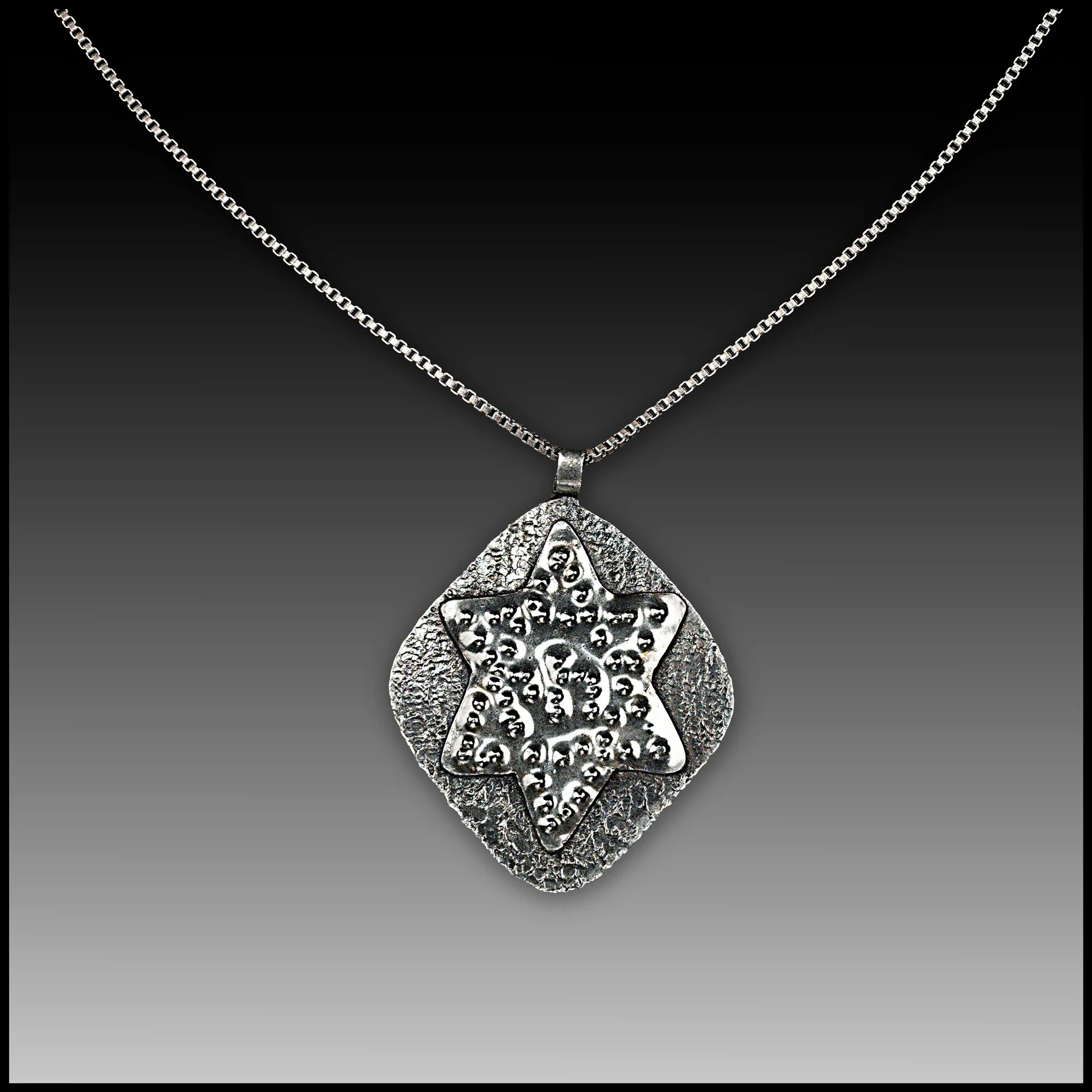 Sterling Silver Star of David and stamped Hamsa Pendant