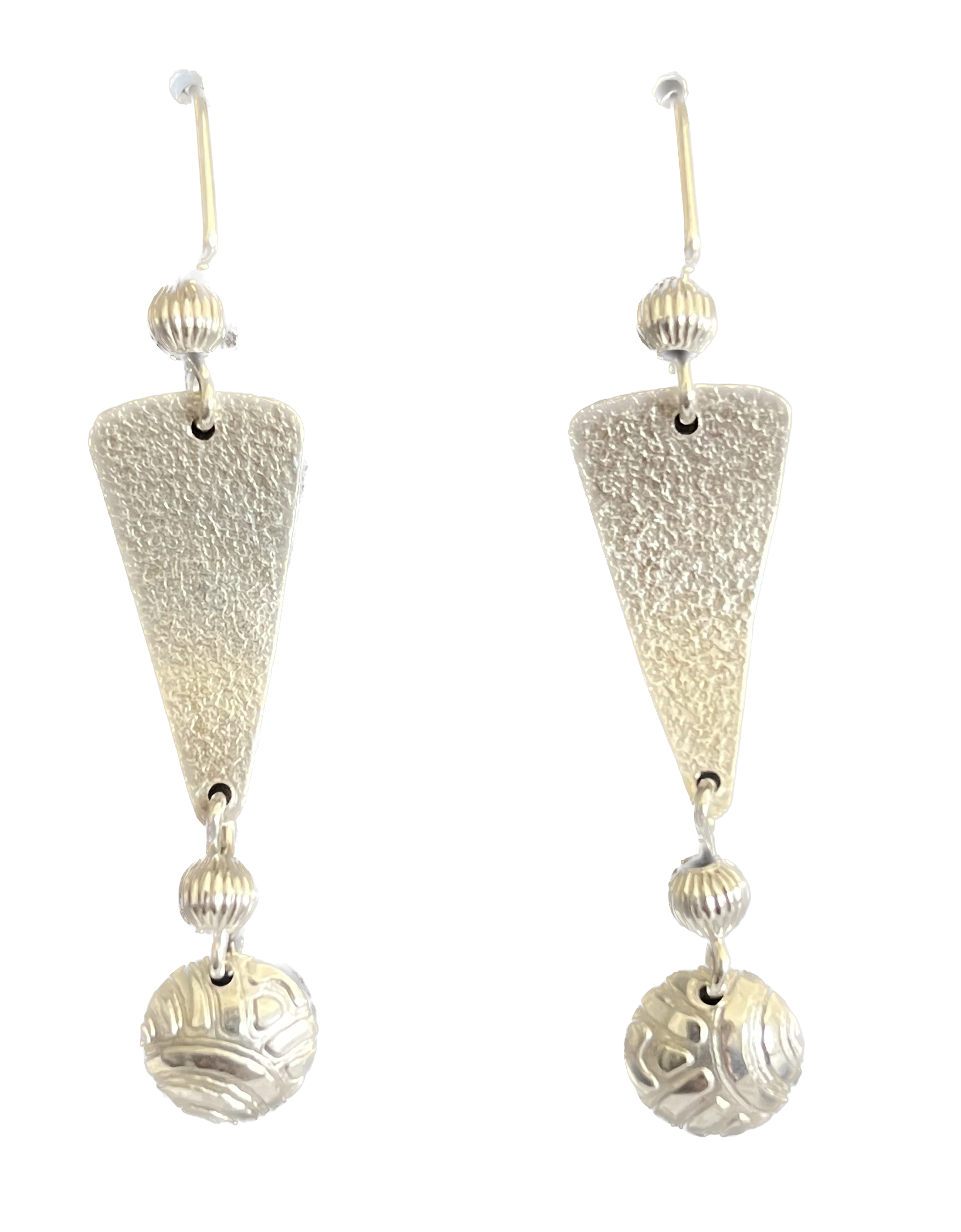 Sterling Silver Long Textured Triangle Dome