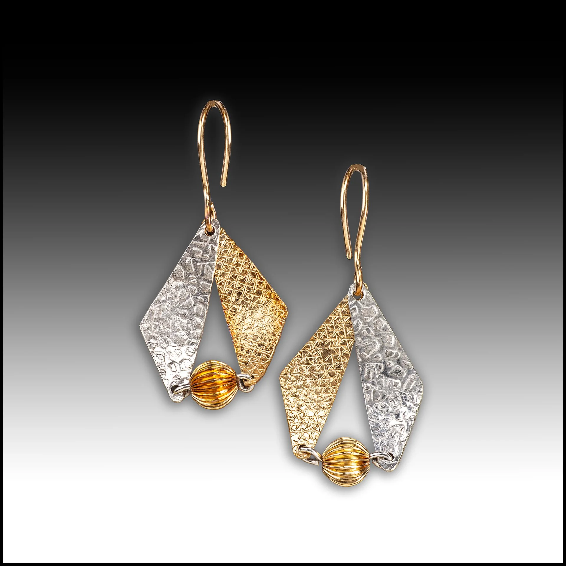 Sterling Silver Gold Filled Triangles with Center Gold Filled Bead