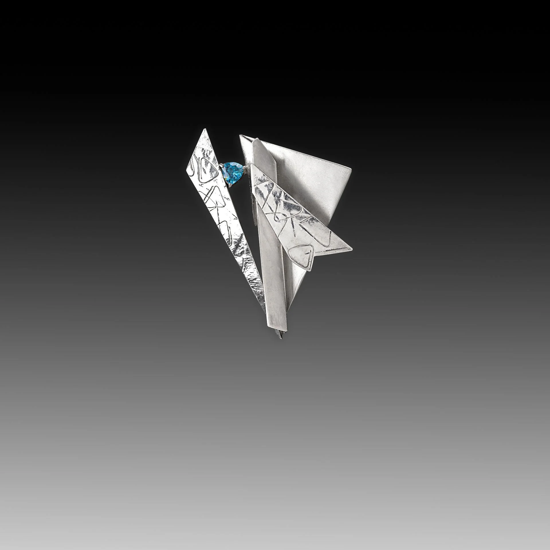 Sterling Silver Pin w/Trillion Blue CZ