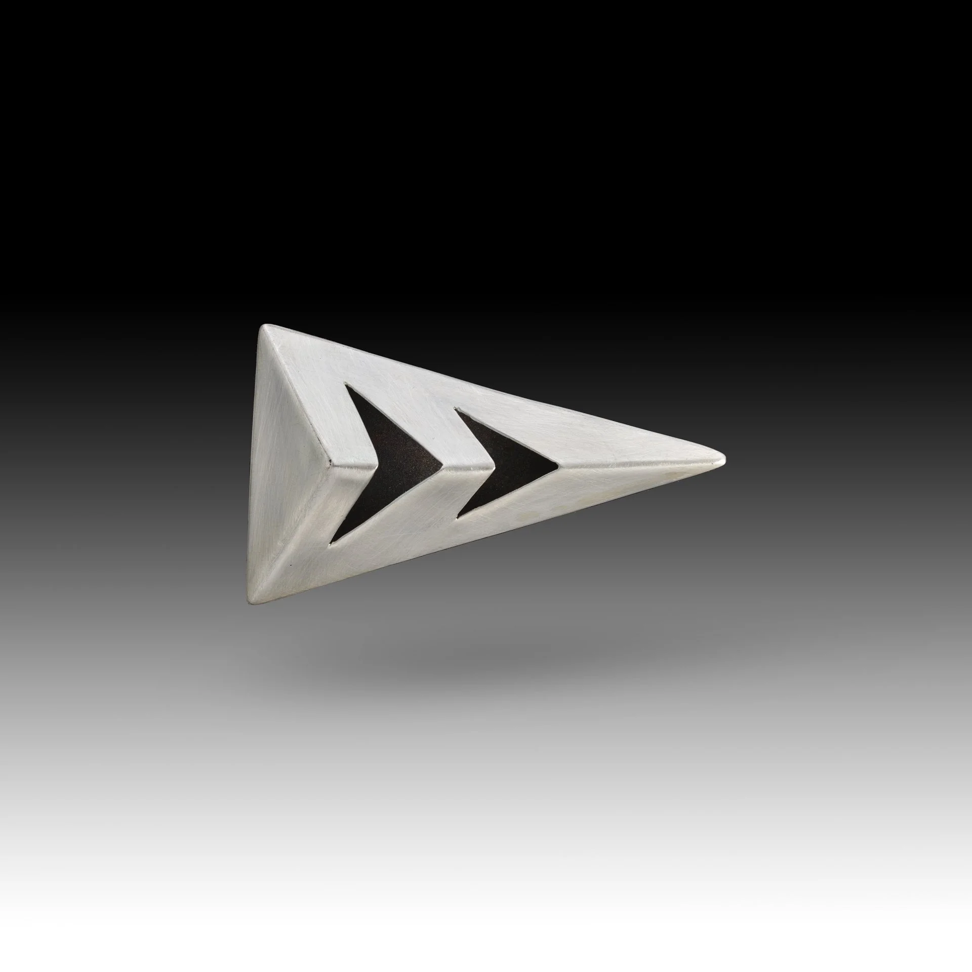 Sterling Silver Pin 3D Arrowhead Dull