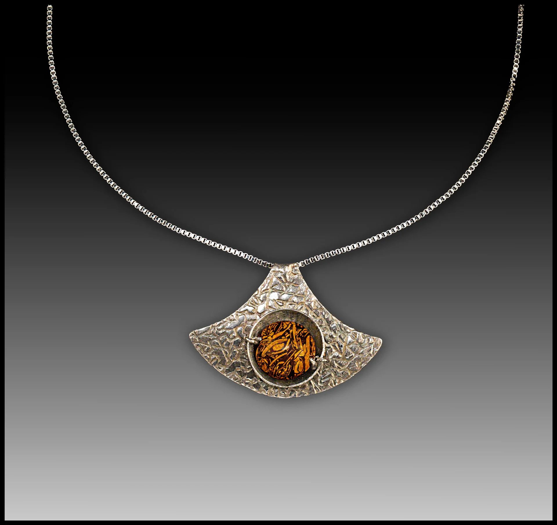 Sterling Silver Pendant with Calligraphy Bead A