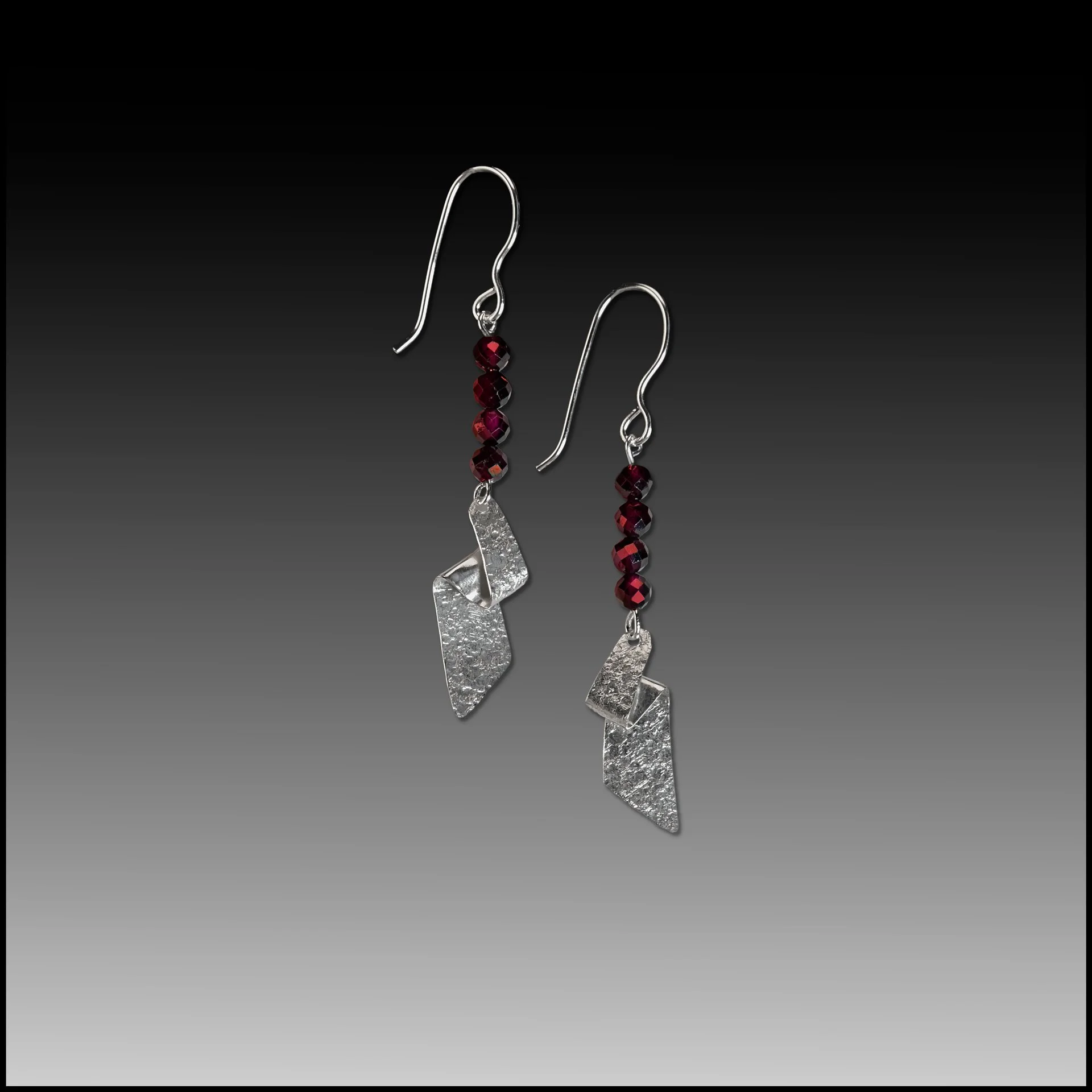SS Folded Triangle with Garnet Beads