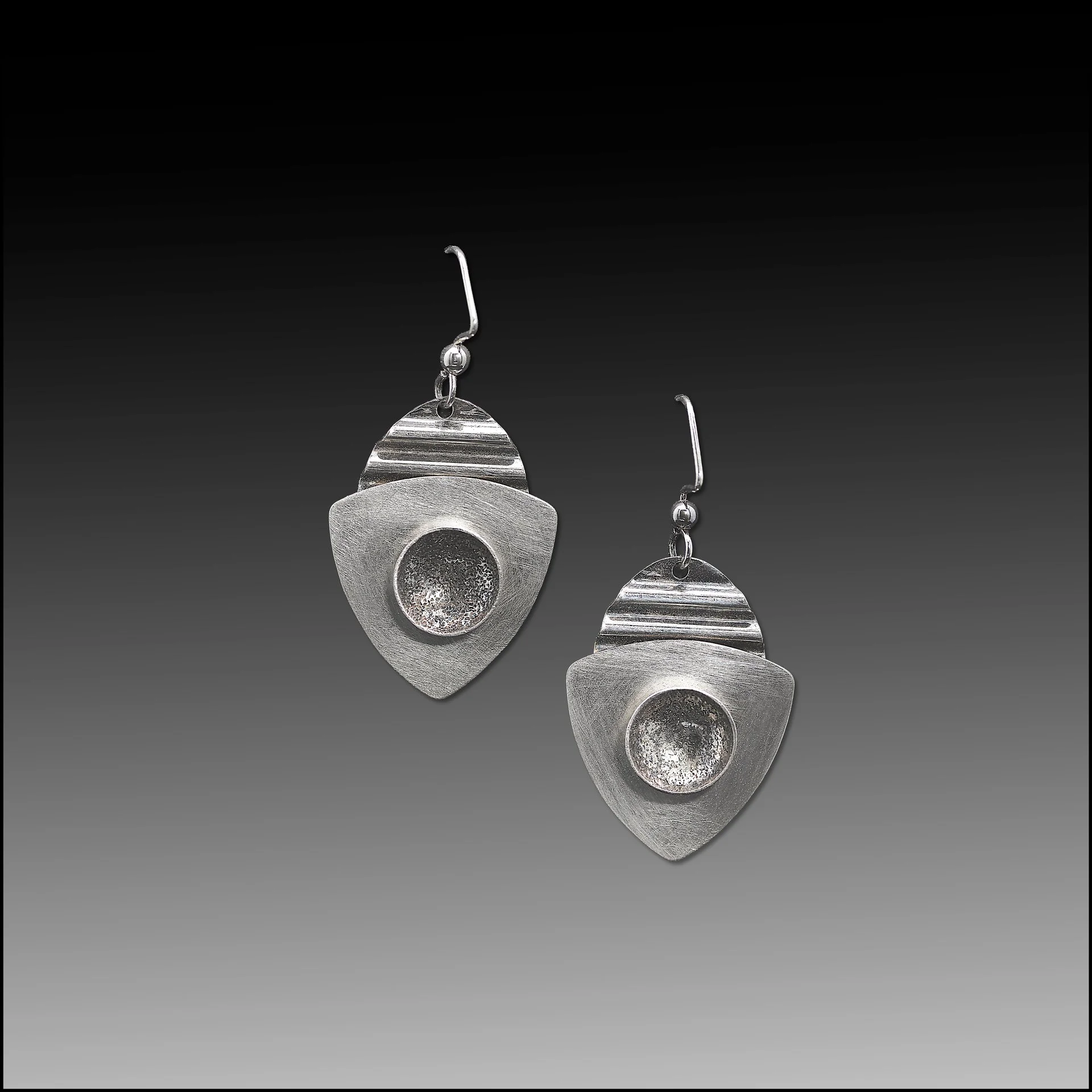 Sterling Silver Shield with Corrugated Dome on Top