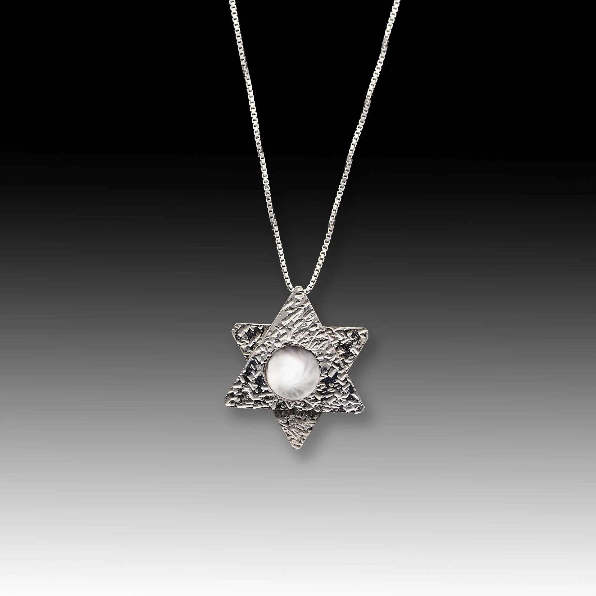 Sterling Silver Textured Star of David with Concave Dome