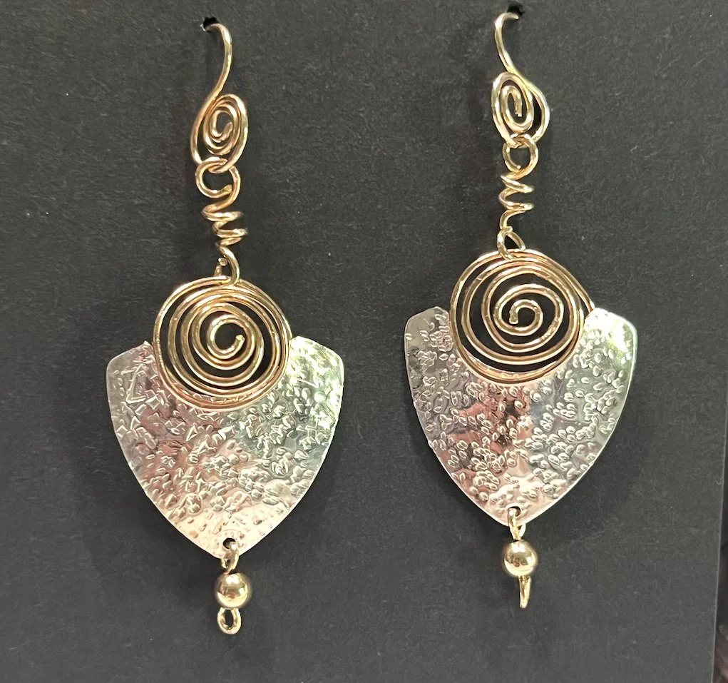 Sterling Silver Shield with Gold Filled Spirals