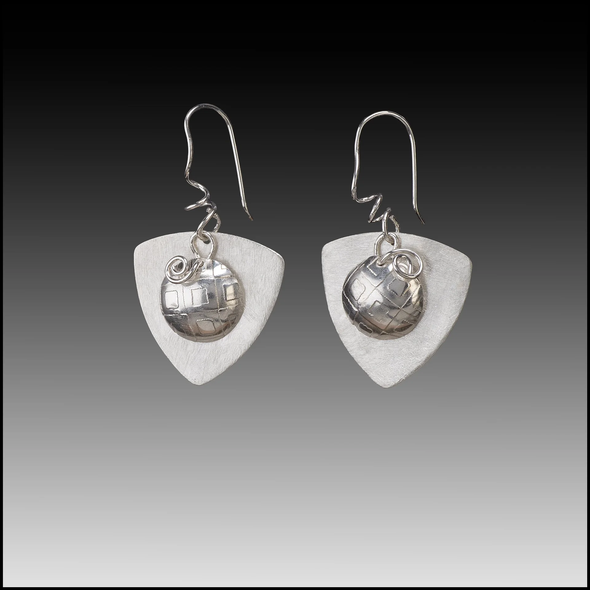 Sterling Silver Shield with Floating Dome and Wire on Top