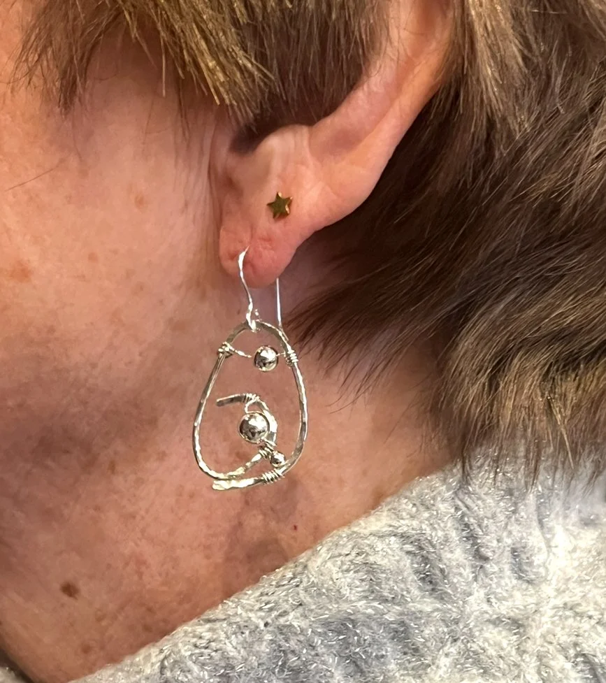 Sterling Silver Abstract Wire with Sterling Silver Beads
