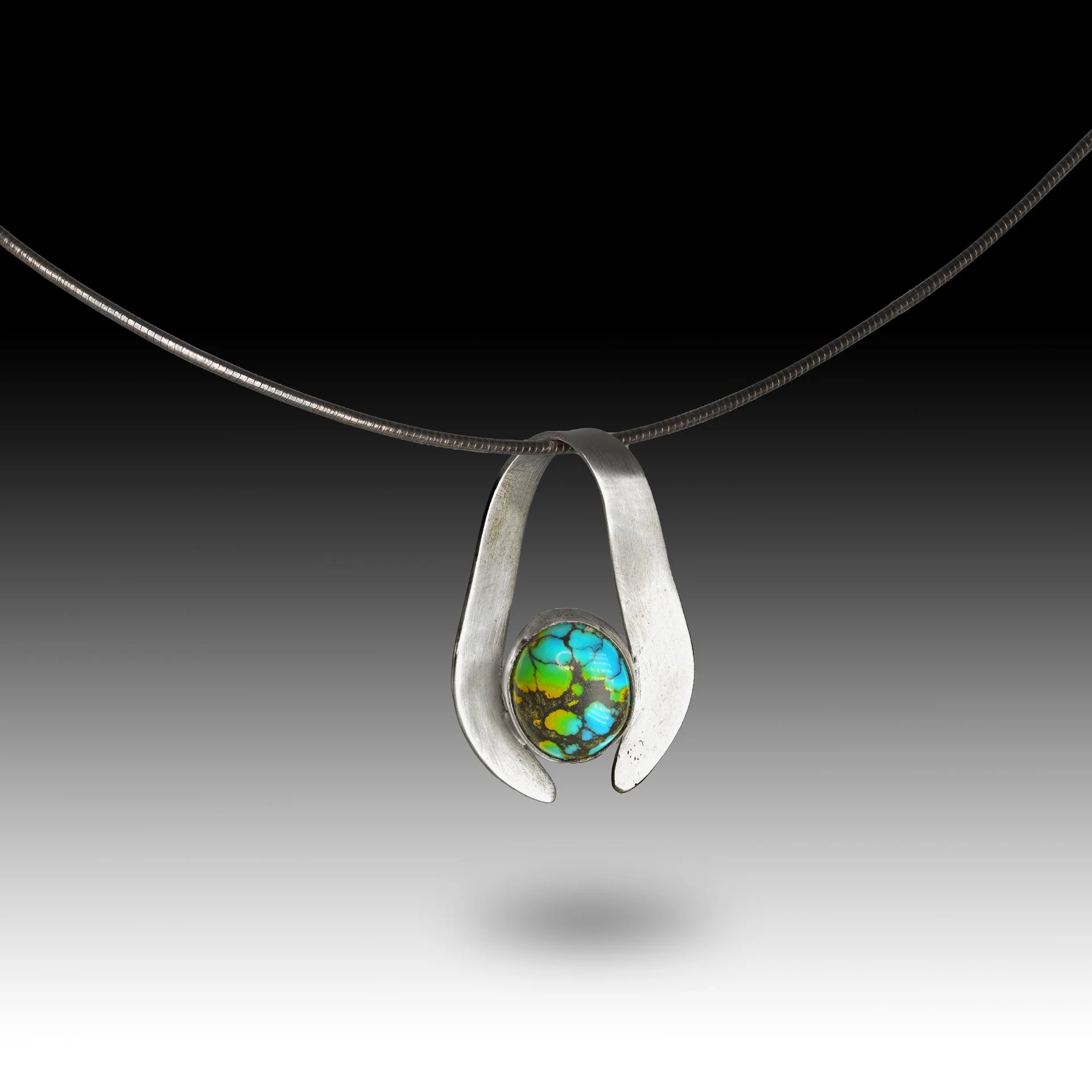 Sterling Silver Pendant with Floating Turquoise