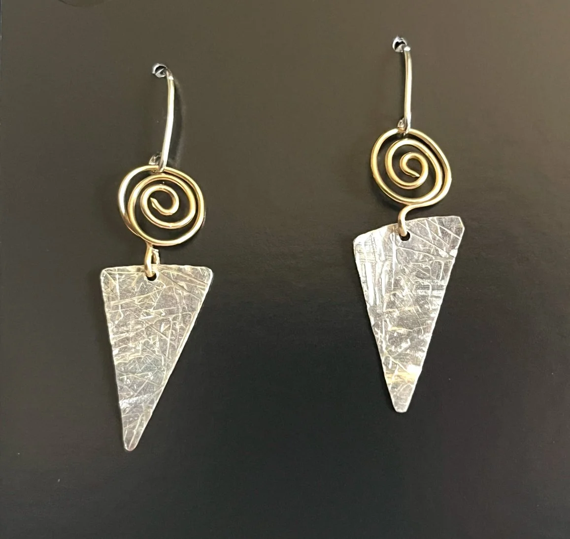 Sterling Silver Gold Filled Spiral with Sterling Silver Dangling Triangle
