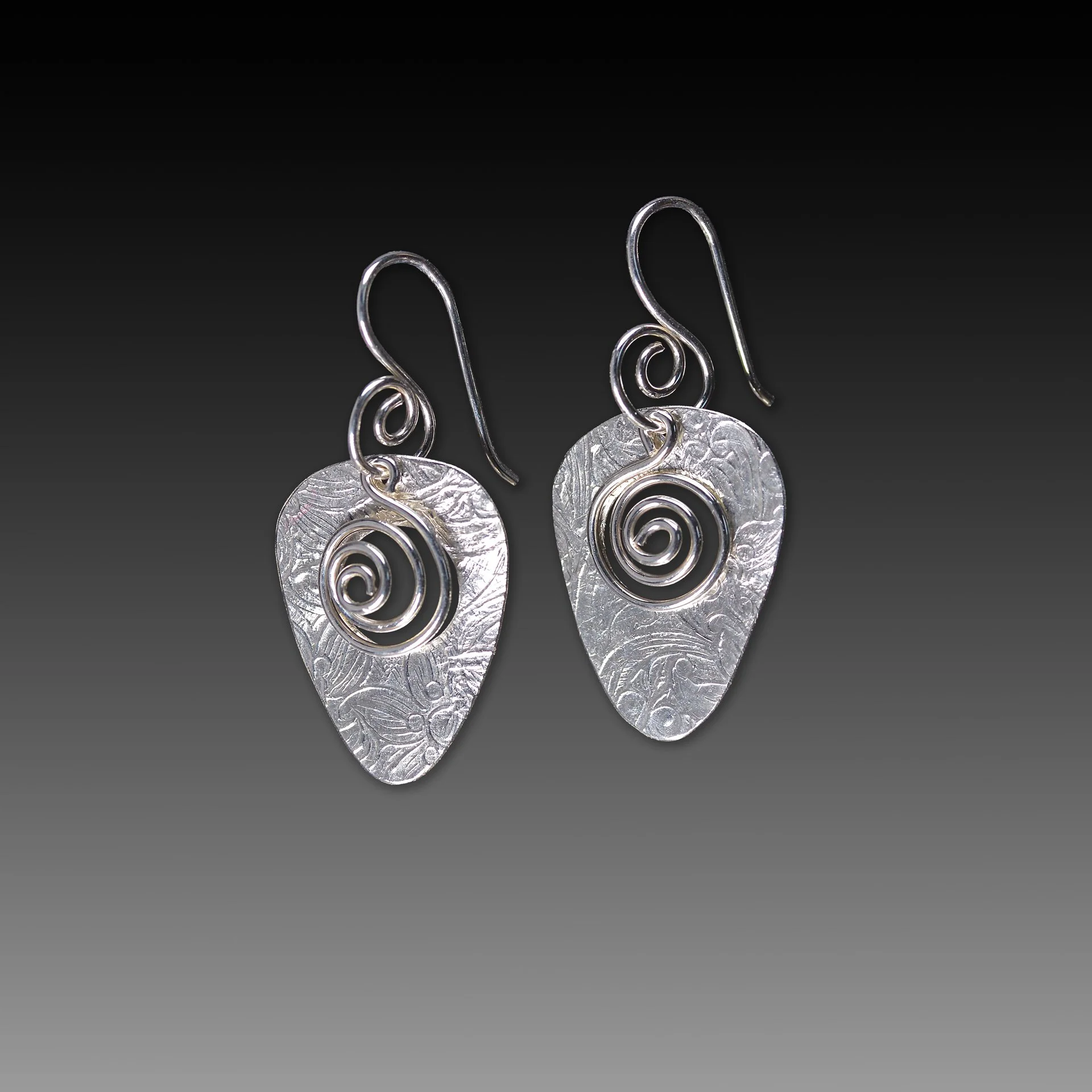 Sterling Silver Teardrop with Open Center Spiral