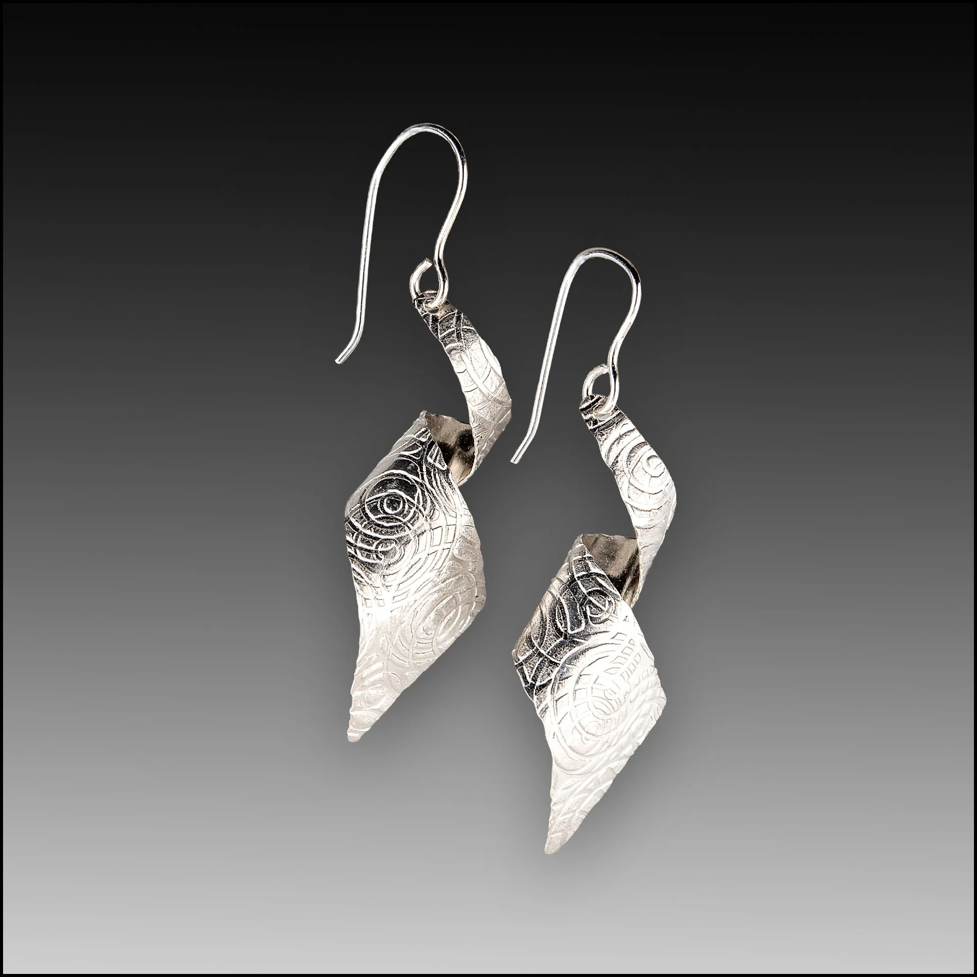 Silver Spiral Dangle Earrings
