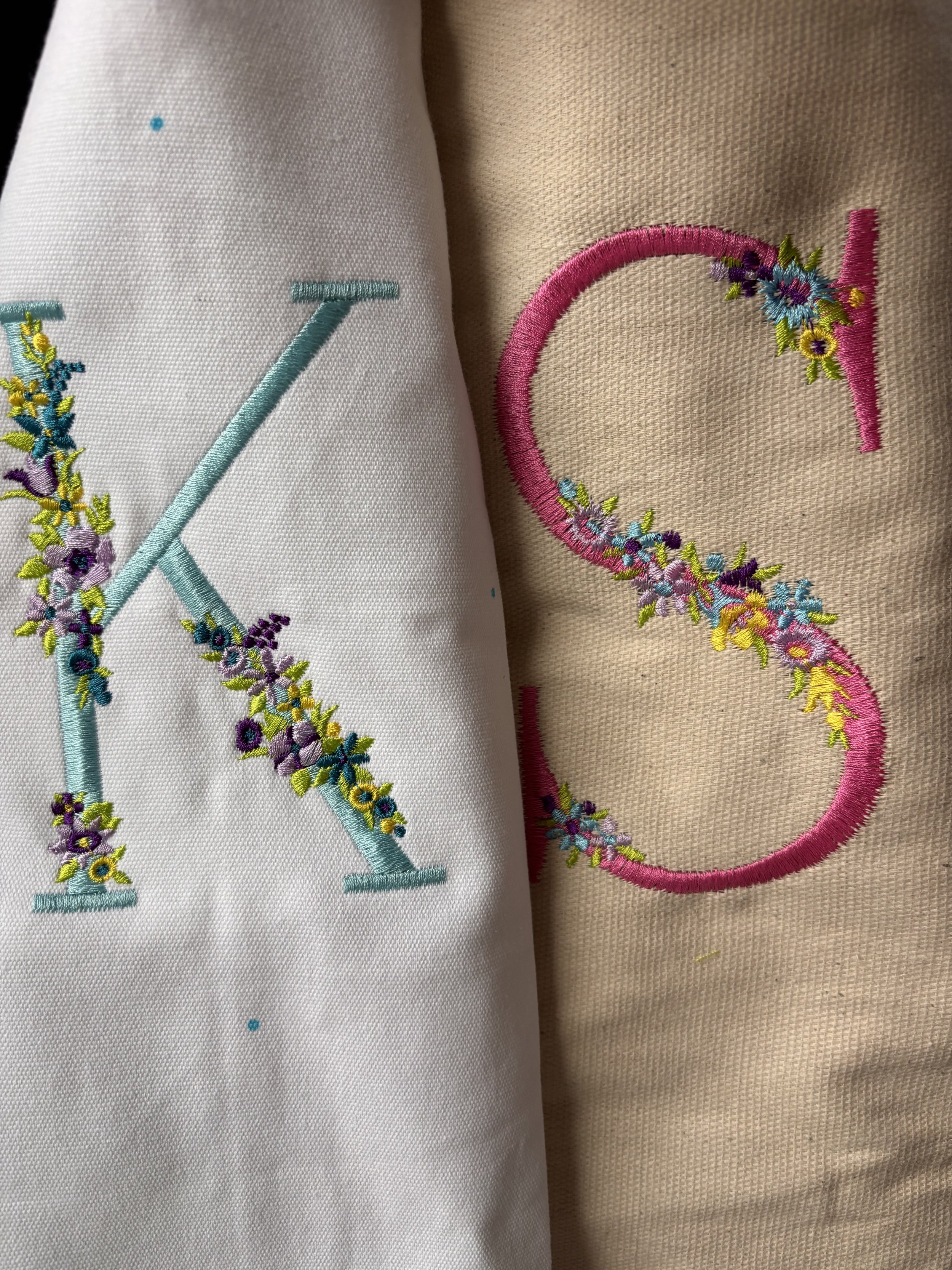 Floral Monogrammed Canvas Tote