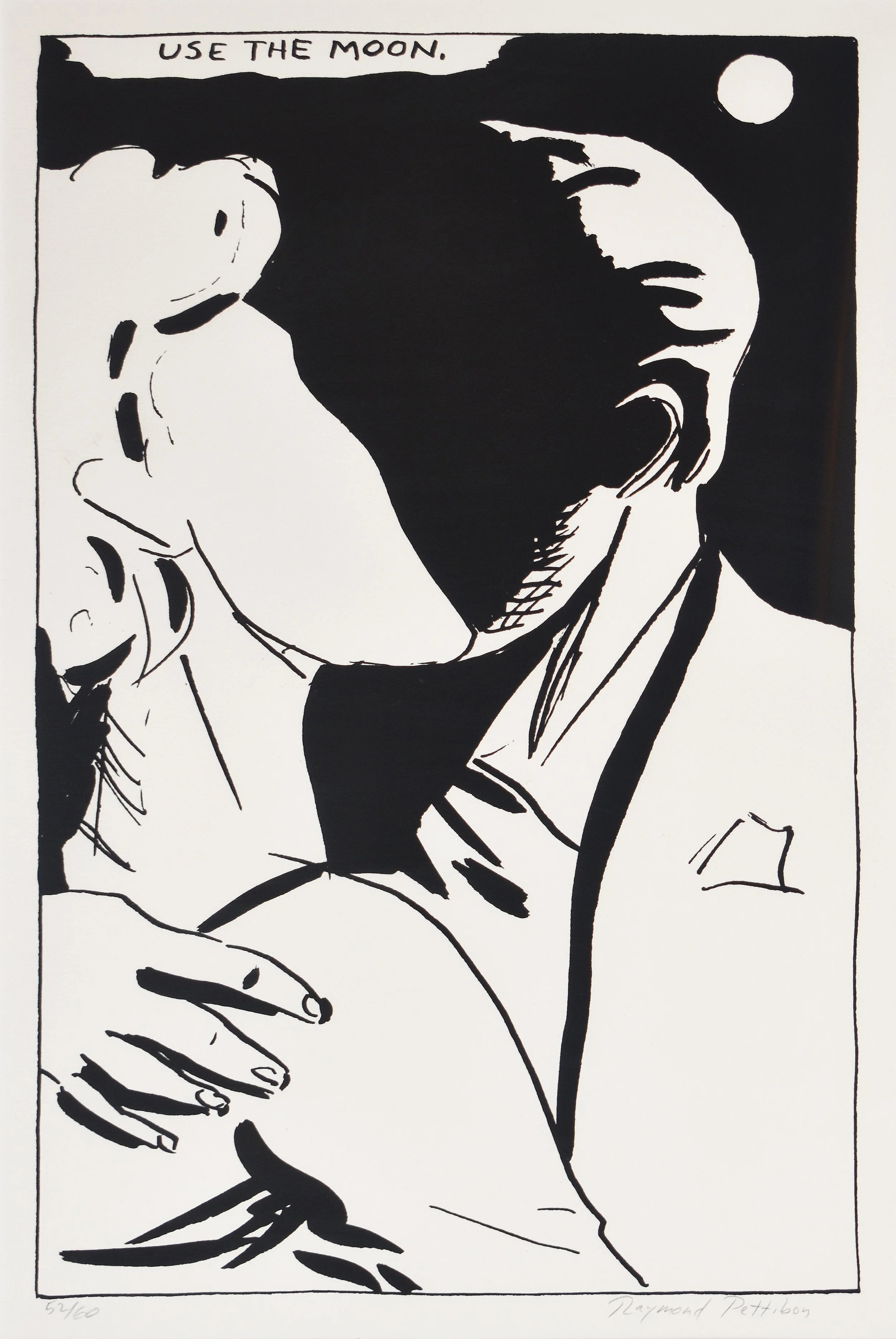 Raymond Pettibon (1957)
Untitled (Use the Moon), 1991
Screenprint,
From the numbered edition of 60,
Signed,
24.375 x 16.5 in