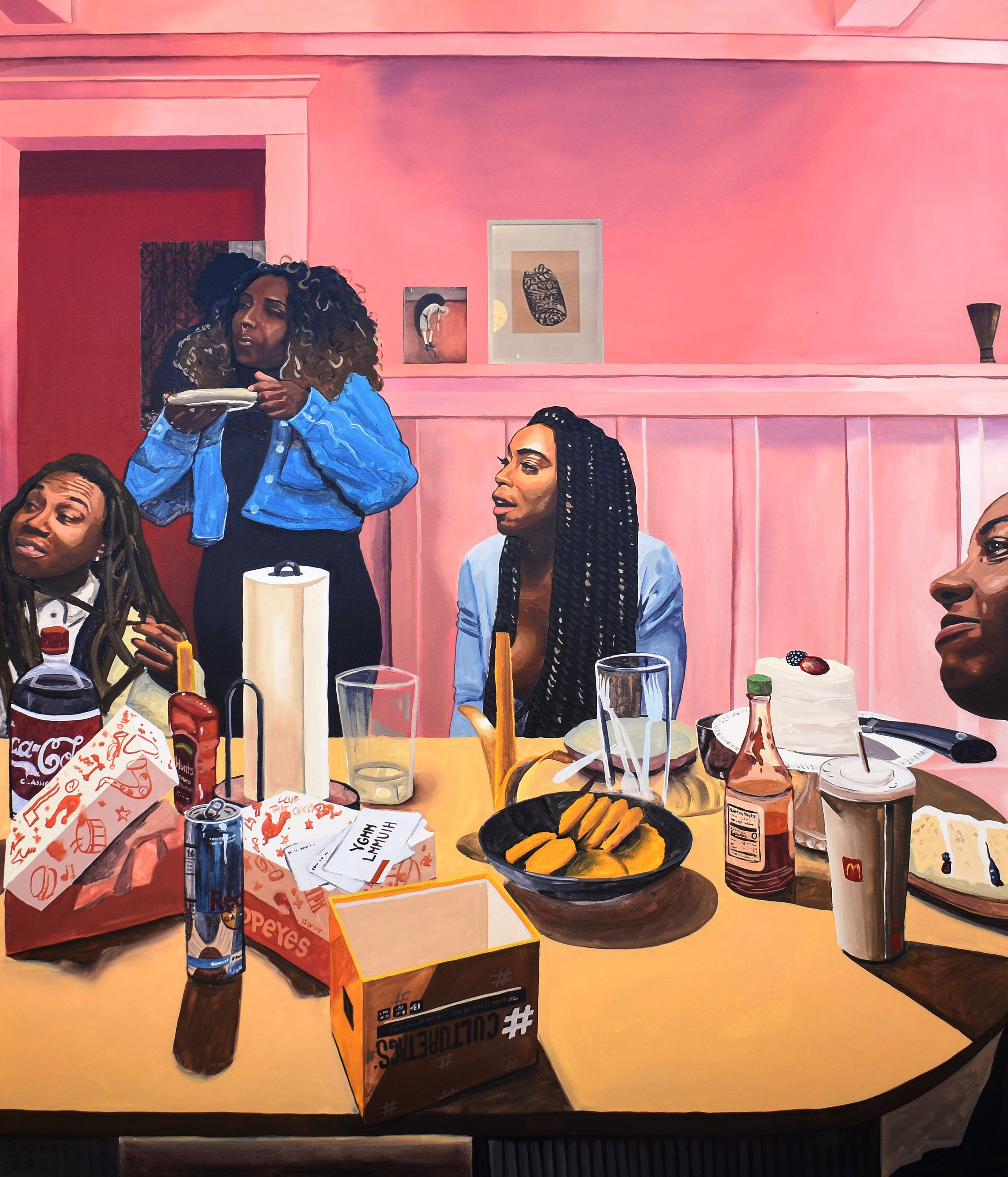 Corey Pemberton (1990)
 I Love Us , 2023
Acrylic, inkjets, and graphite on canvas
Signed/dated on verso
Dimensions: 72.5 x 60 in