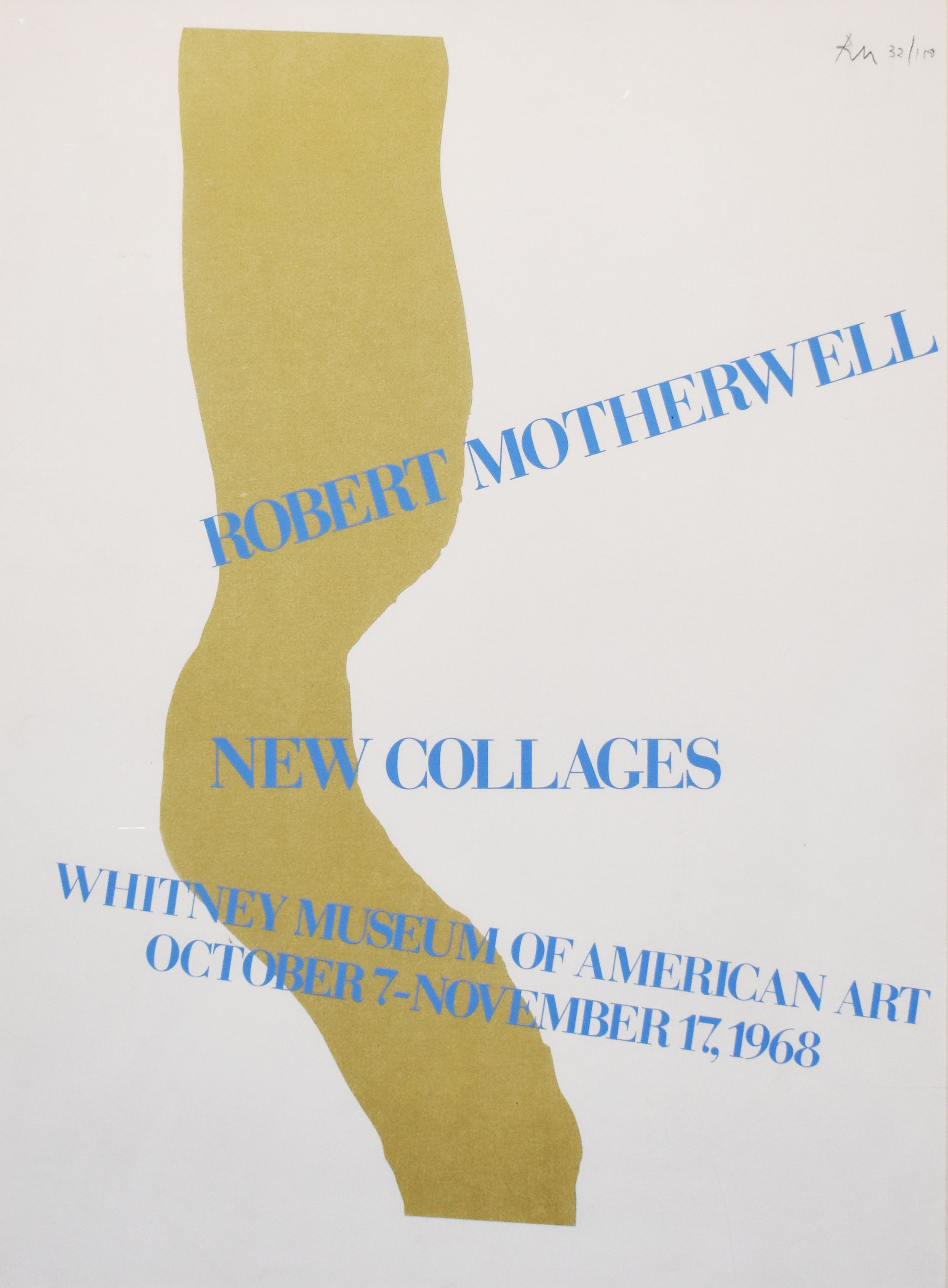 Robert Motherwell
 Whitney Museum Poster , 1968
Lithographic poster
From the numbered edition of 110 (32/110)
Initialed and numbered on recto