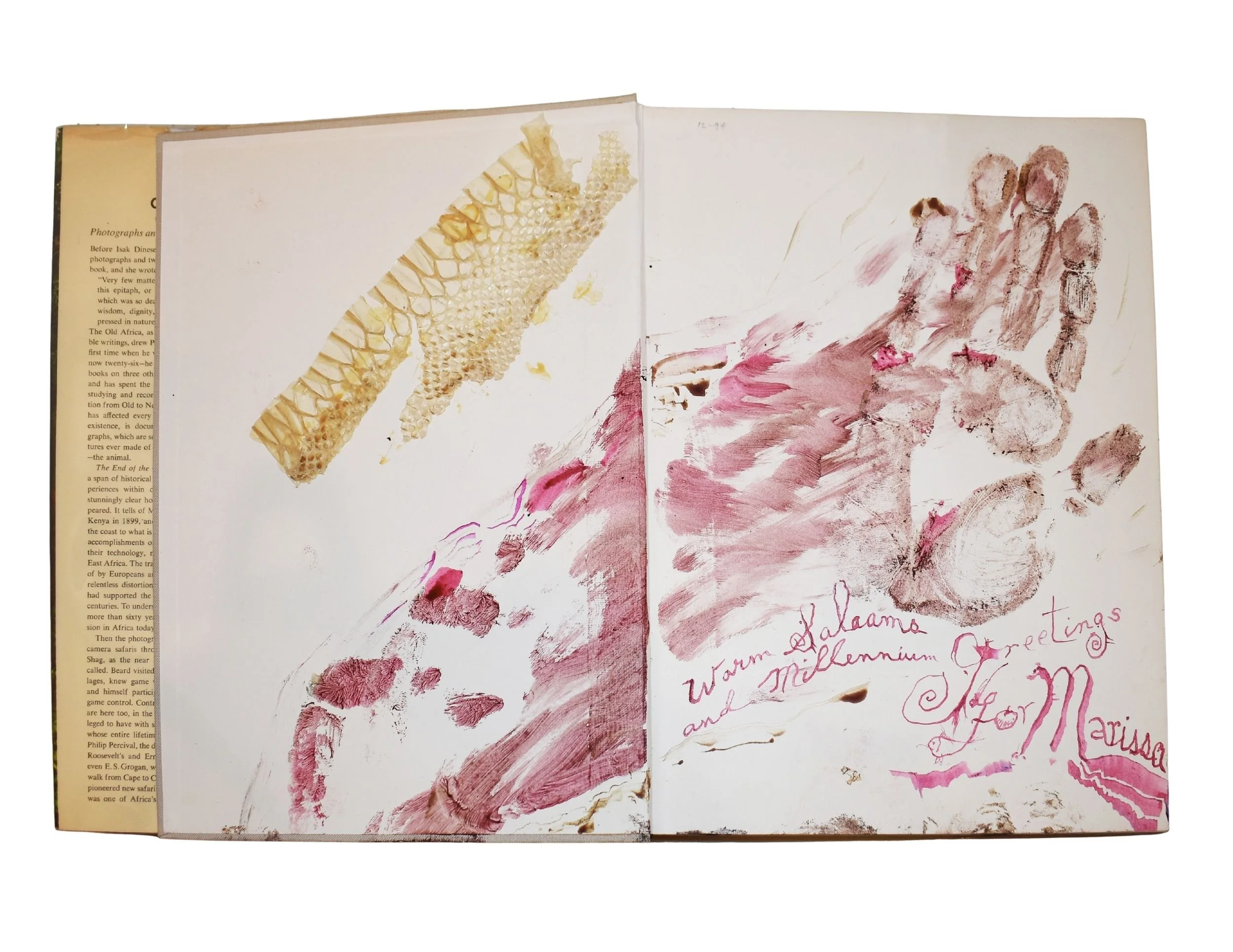 Peter Beard (1938-2020)
 The End of the Game , 1965
First edition artist book with original hand drawing and real snake skin
Dedicated "Warm Salaams and Millennium Greetings, For Marissa" and drawin in 
what is believed to be a mixture of blood and d