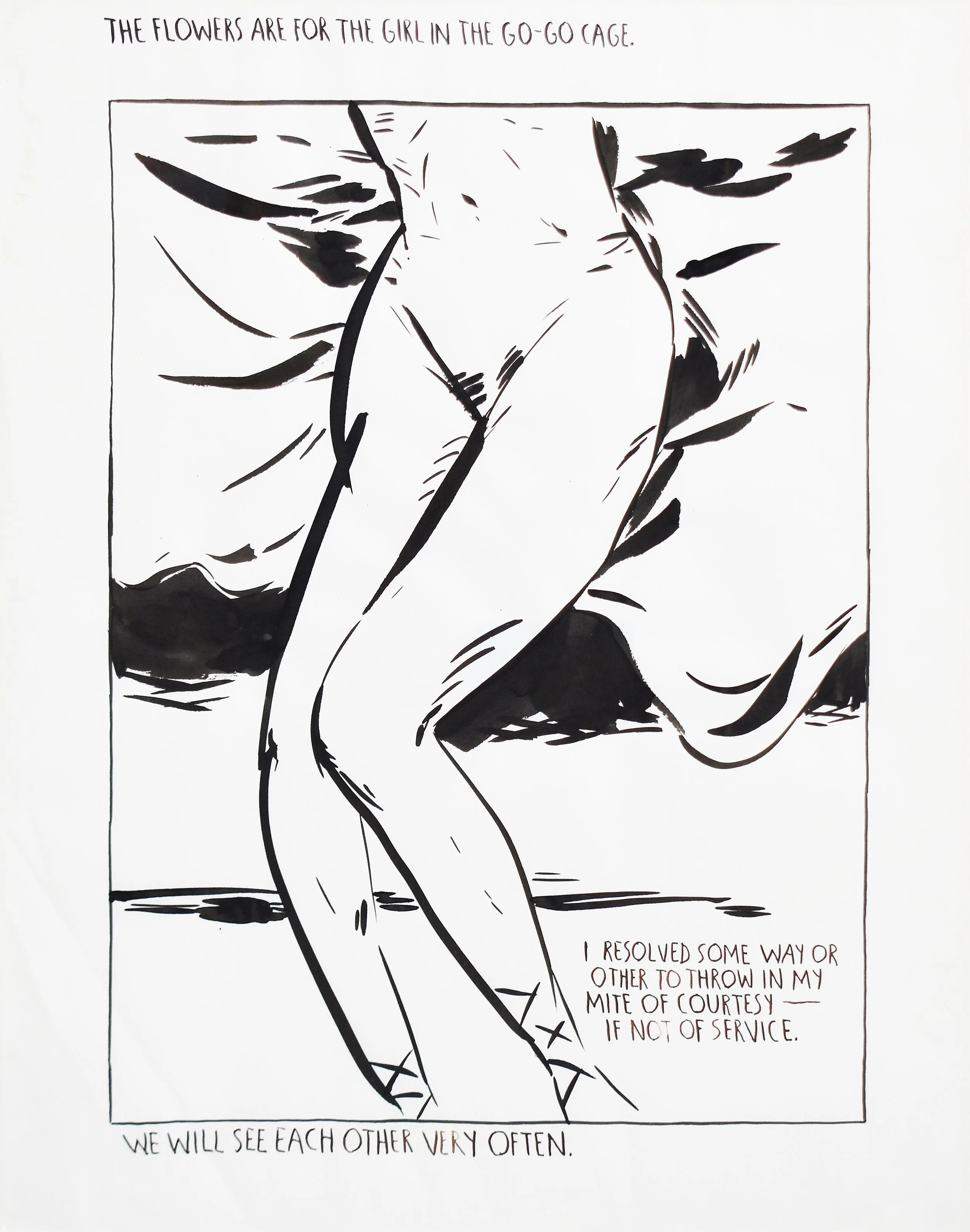 Raymond Pettibon (1957)
Untitled (The flowers are...), 1990,
Ink on paper,
Signed, 29.75 x 24.625 in ; Estimate: $12,000-$18,000
