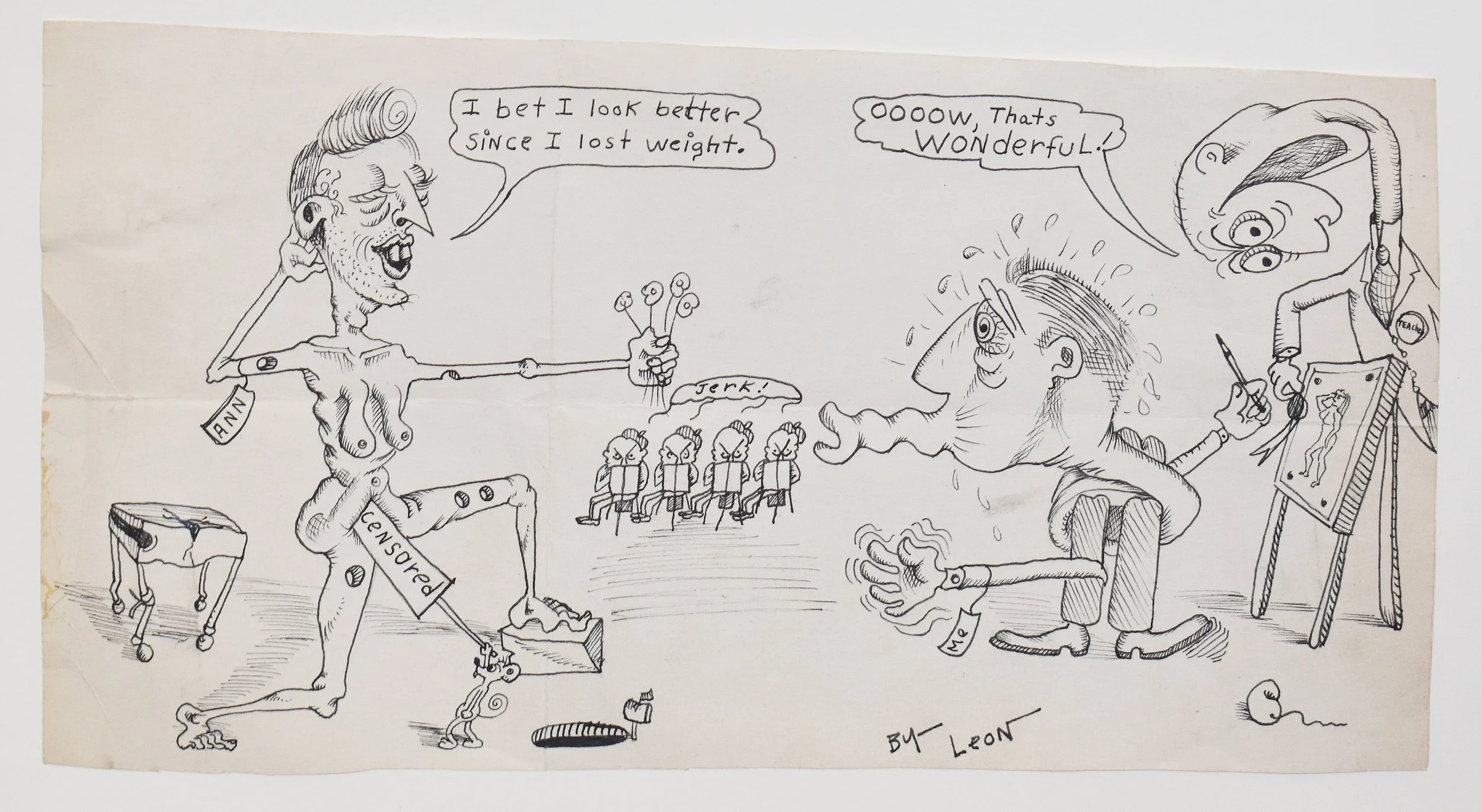 Llyn Foulkes (1934)
By Leon, 1960
Ink on paper
Signed by artist on verso with image and inscription on verso; titled on recto
Dimensions: 13.75 x 7 in
Estimate: $7,500-$15,000