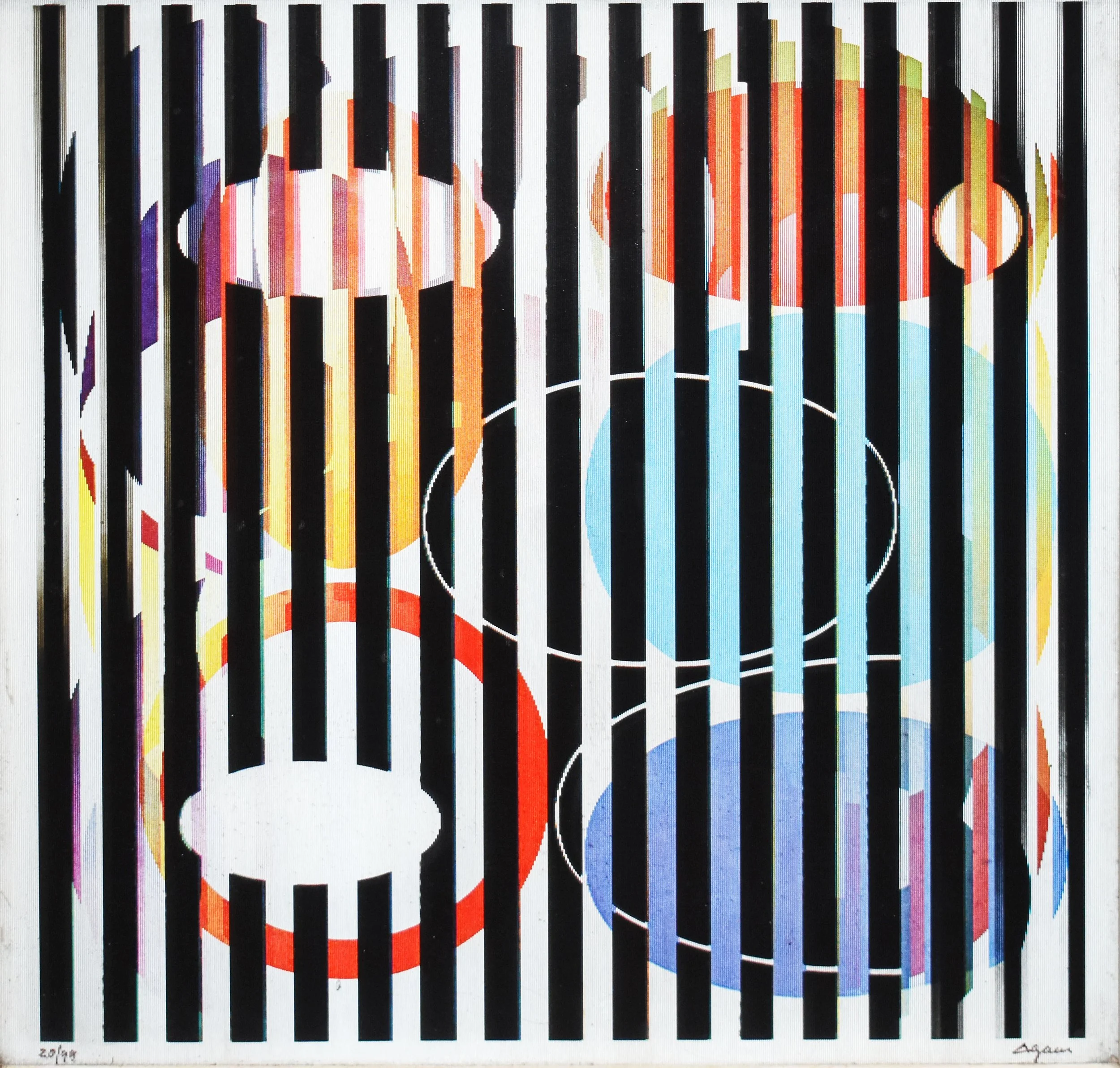 Yaacov Agam (1928-2026)
 End to End (Bout a Bout)  
Serigraph and plexiglass
Signed/numbered on recto