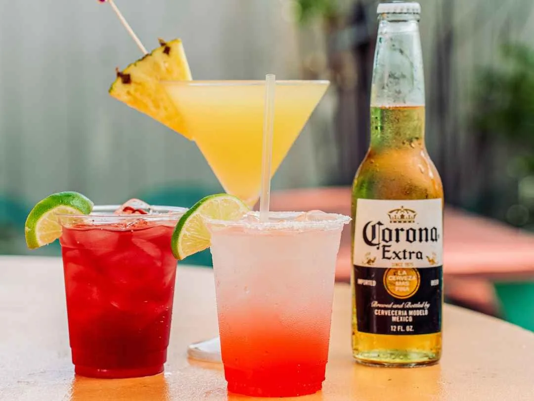 A lineup of drinks available for Happy Hour at The Bungalow in Boynton Beach.