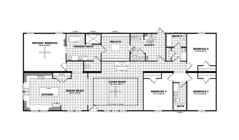 Floor plan of the Schult Waco Olympus manufactured home featuring a comfortable layout for Bandera affordable homes and Texas families.