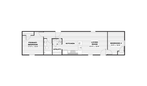 Floor plan of the TRU Origin Elm manufactured home featuring a spacious layout for Bandera manufactured homes.